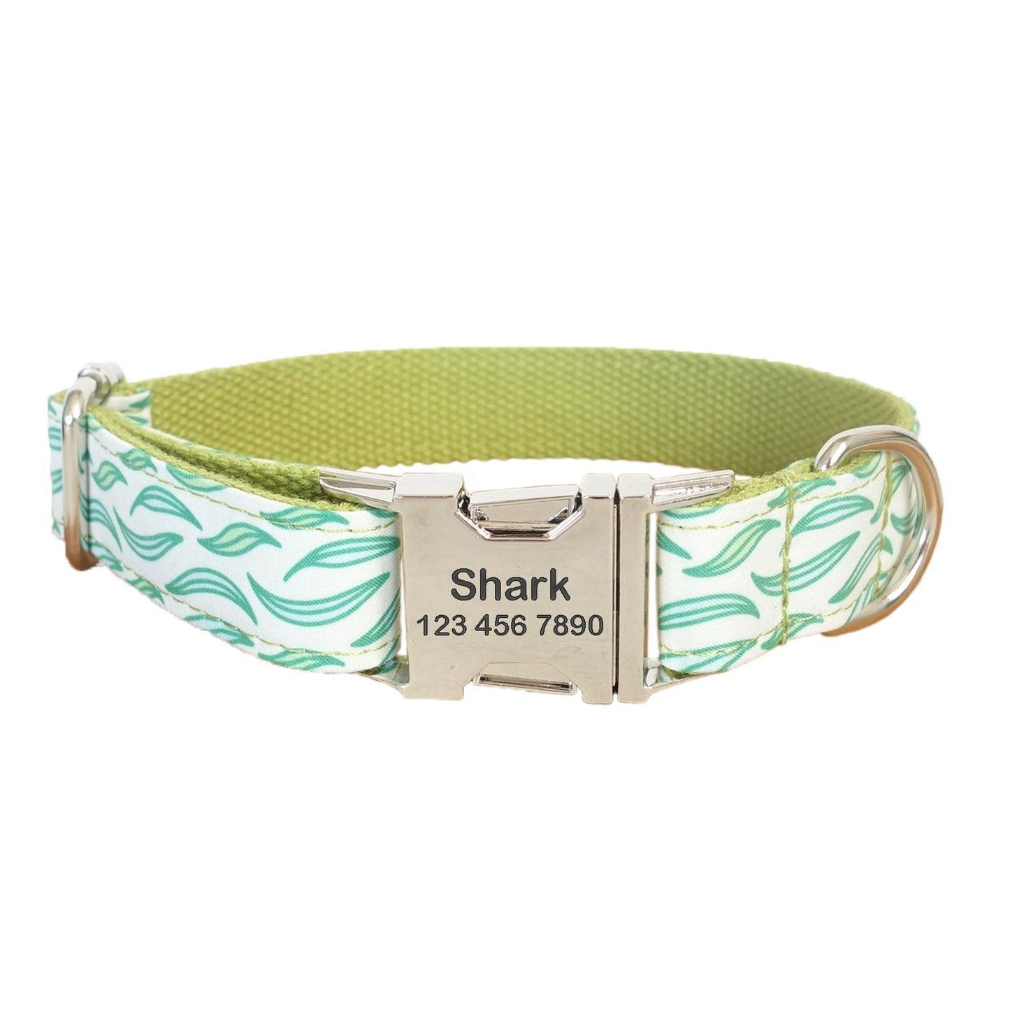 Teal Print Point Soft Personalized Dog Collar Set - iTalkPet