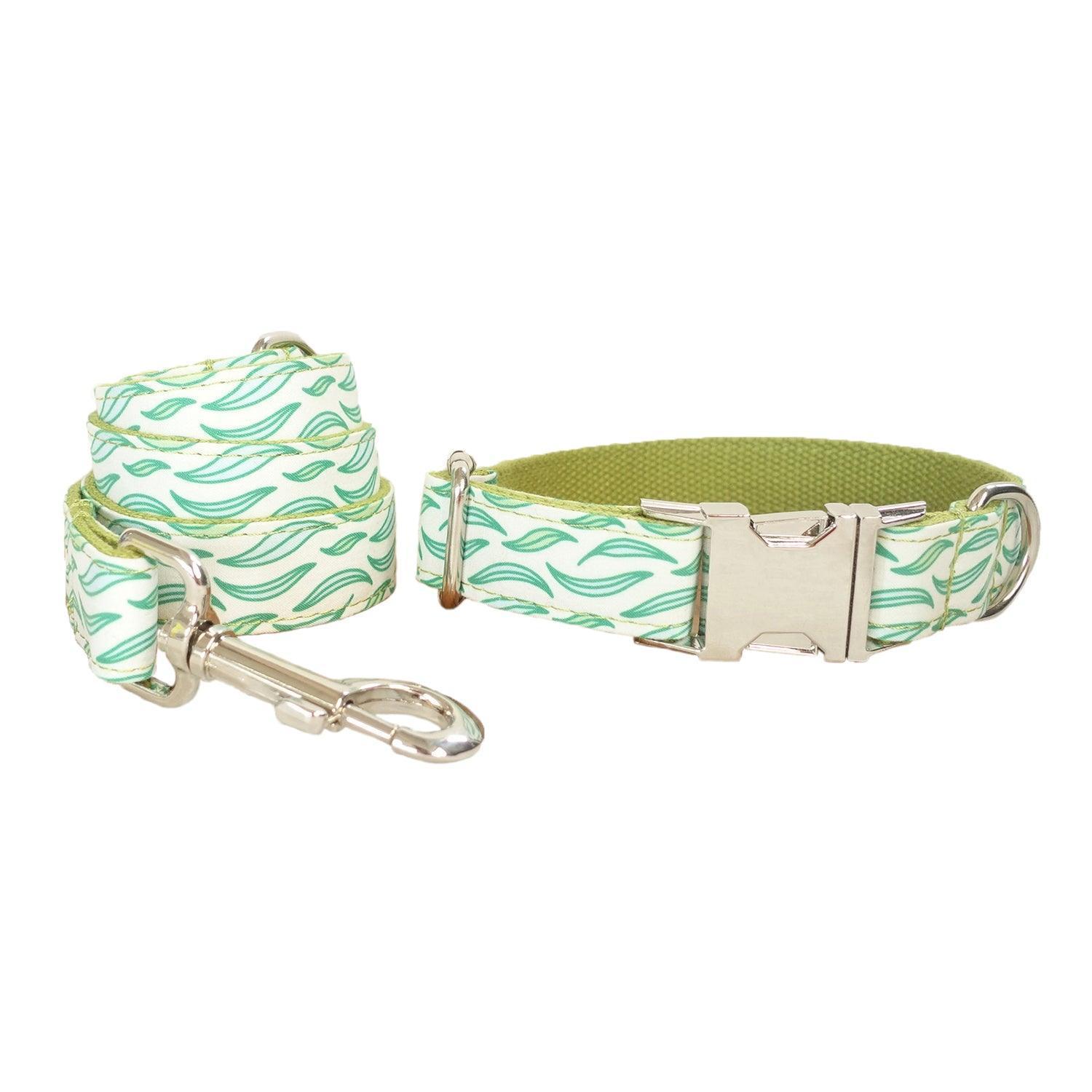 Teal Print Point Soft Personalized Dog Collar Set - iTalkPet