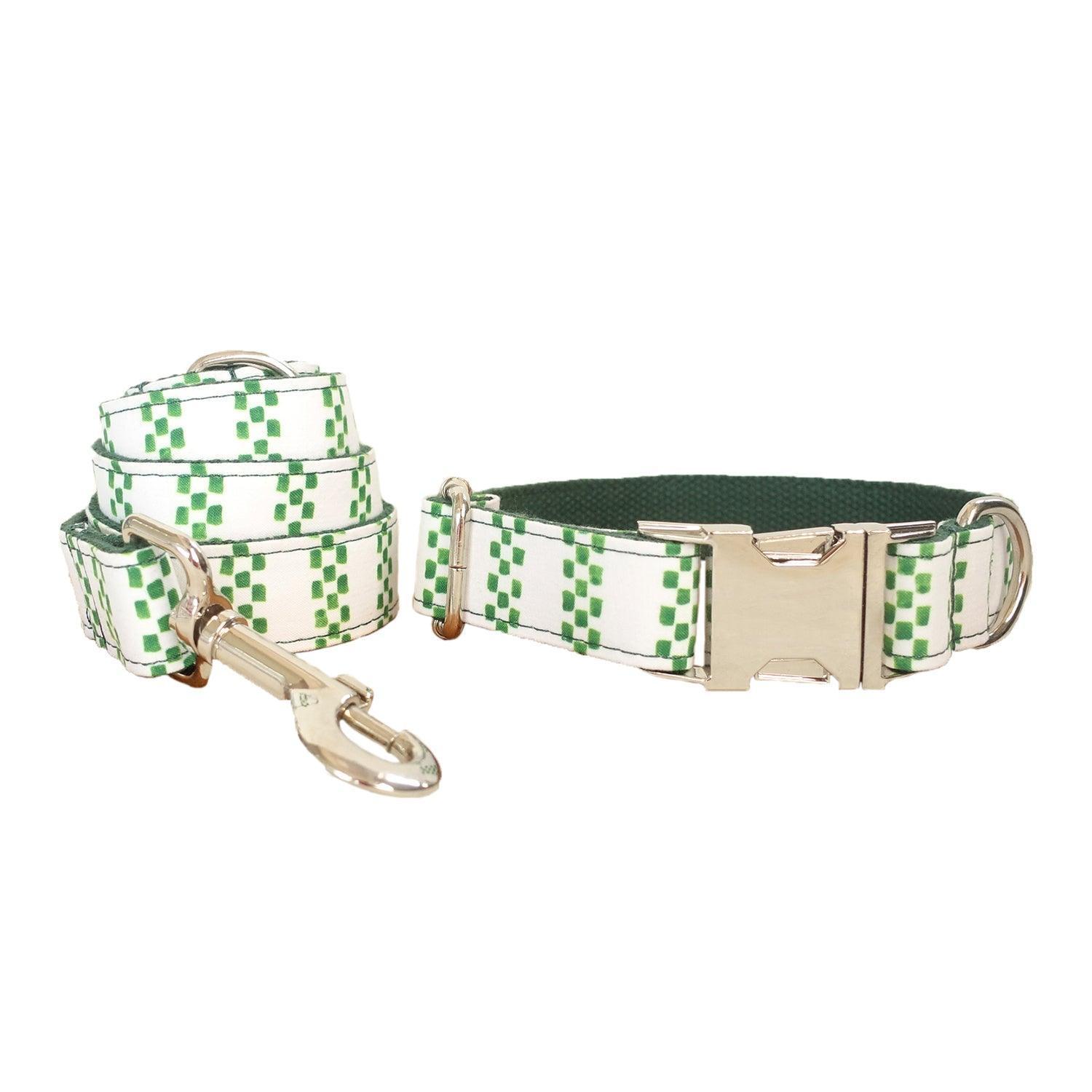 Teal Print Point Soft Personalized Dog Collar Set - iTalkPet