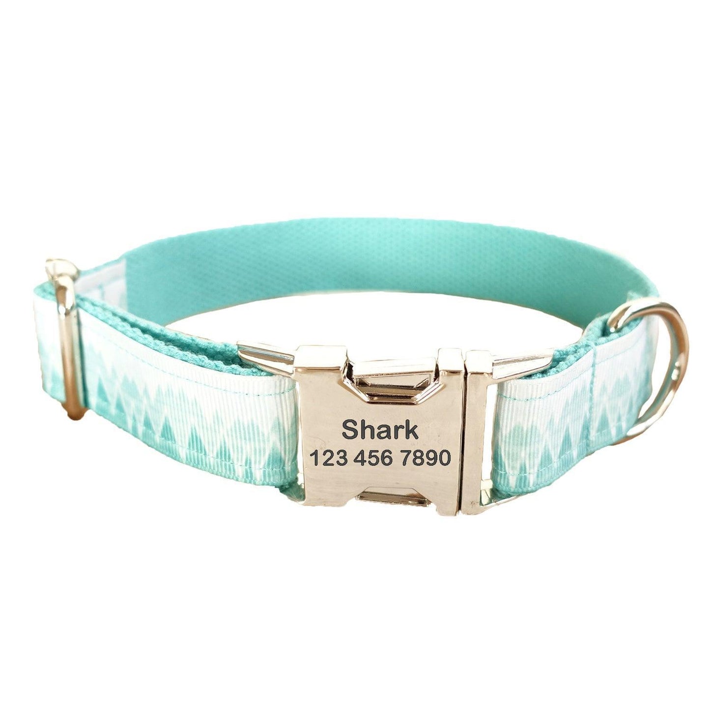 Teal Print Point Soft Personalized Dog Collar Set - iTalkPet