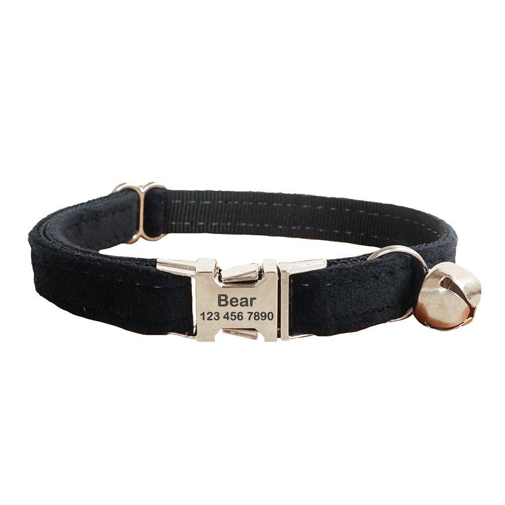 Velvet Adjustable Personalized Cat Collar With Removable Bell & Bowtie - iTalkPet