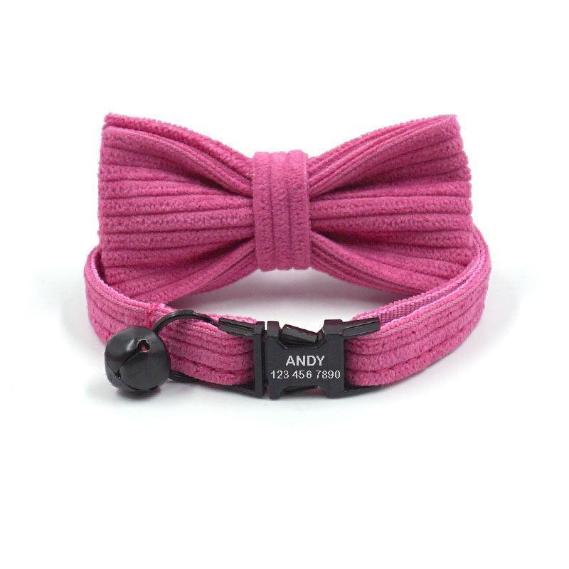 Velvet Personalized Cat Collar with Bell & Bow Tie - iTalkPet