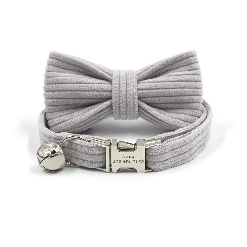 Velvet Personalized Cat Collar with Bell & Bow Tie - iTalkPet