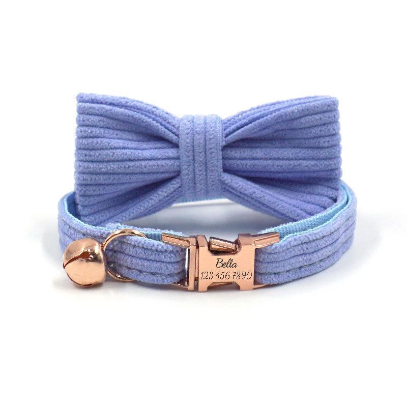 Velvet Personalized Cat Collar with Bell & Bow Tie - iTalkPet