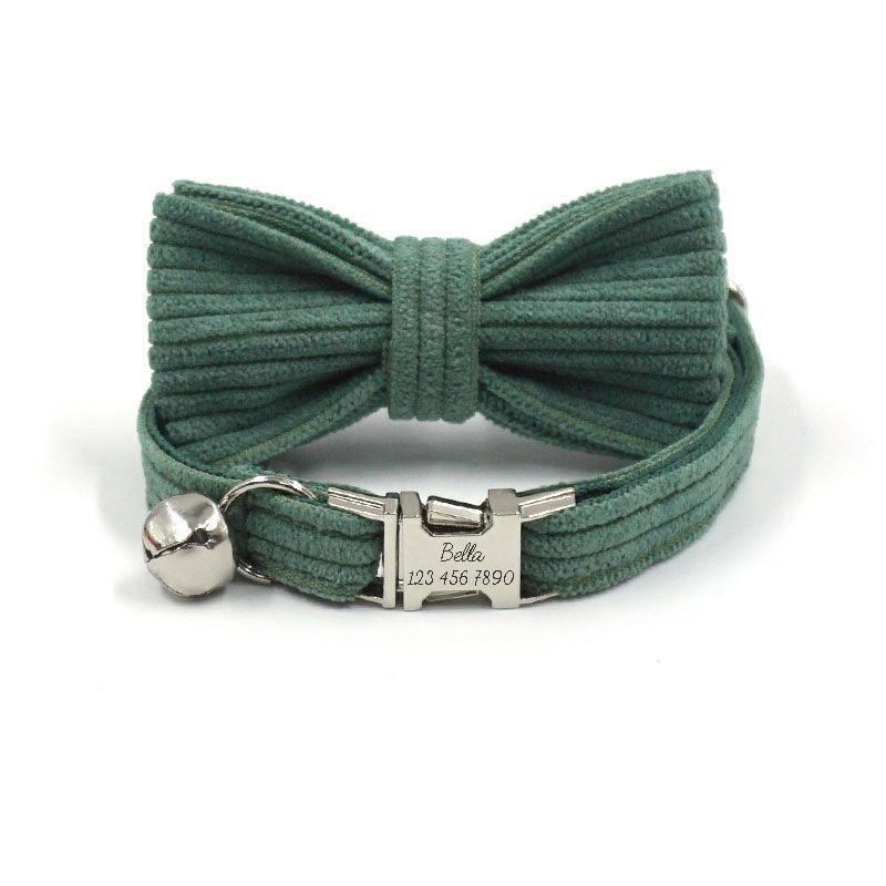 Velvet Personalized Cat Collar with Bell & Bow Tie - iTalkPet