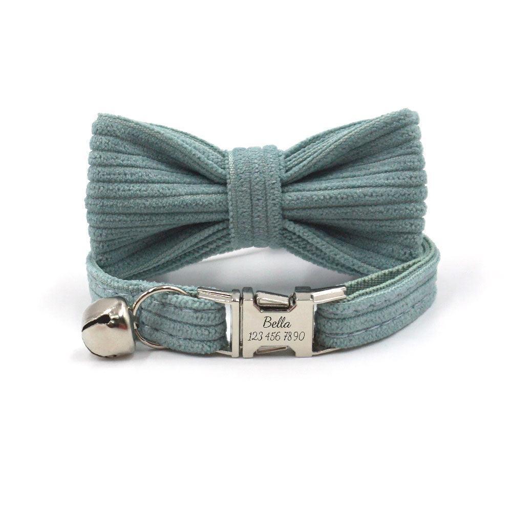 Velvet Personalized Cat Collar with Bell & Bow Tie - iTalkPet