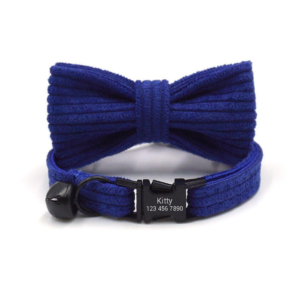 Velvet Personalized Cat Collar with Bell & Bow Tie - iTalkPet