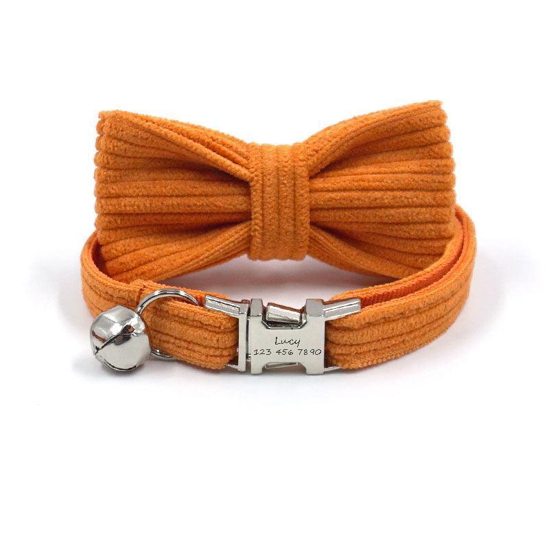 Velvet Personalized Cat Collar with Bell & Bow Tie - iTalkPet