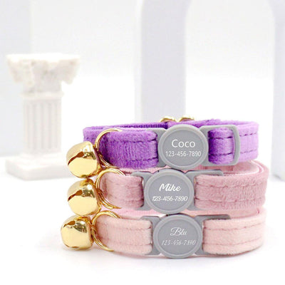 Velvet Personalized Cat Collar with Free Bell - iTalkPet