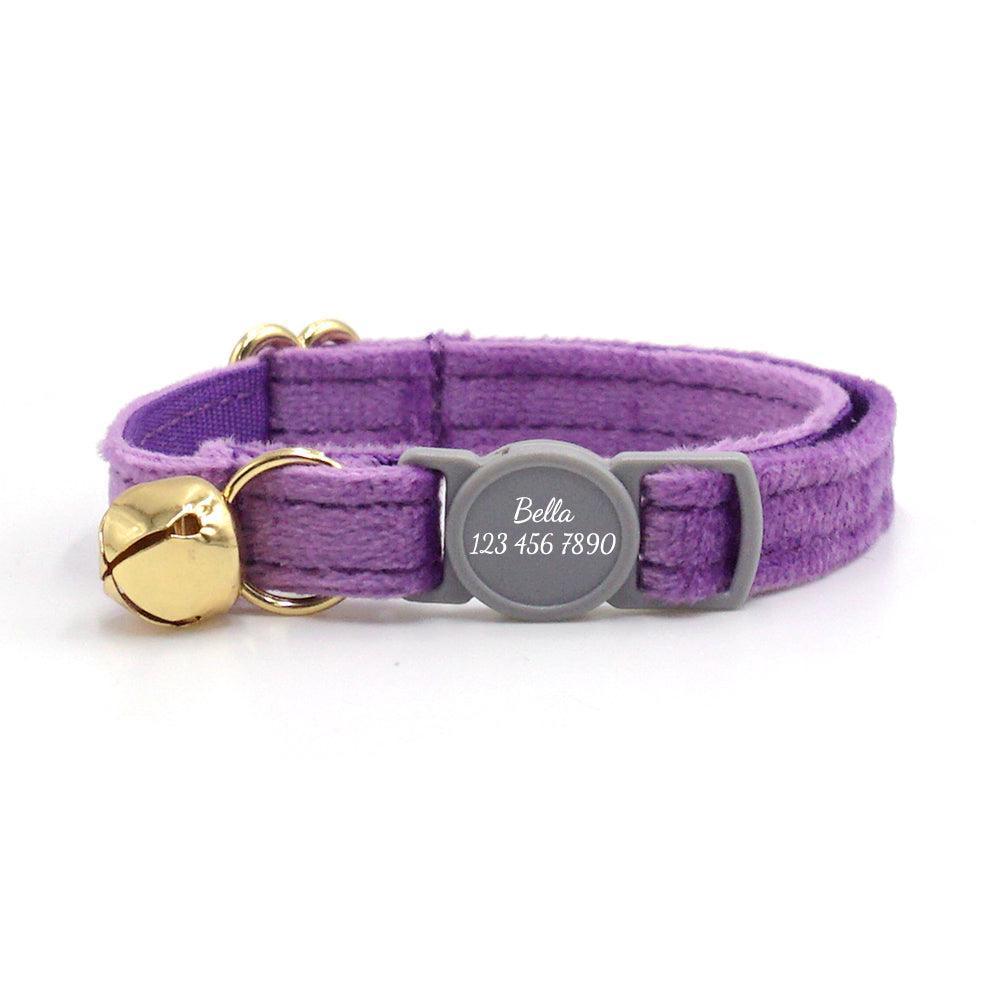 Velvet Personalized Cat Collar with Free Bell - iTalkPet