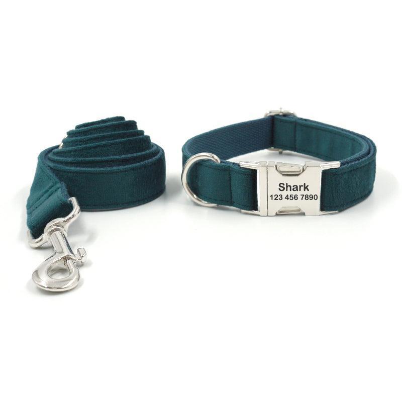 Velvet Personalized Dog Collar With Leash Set - iTalkPet