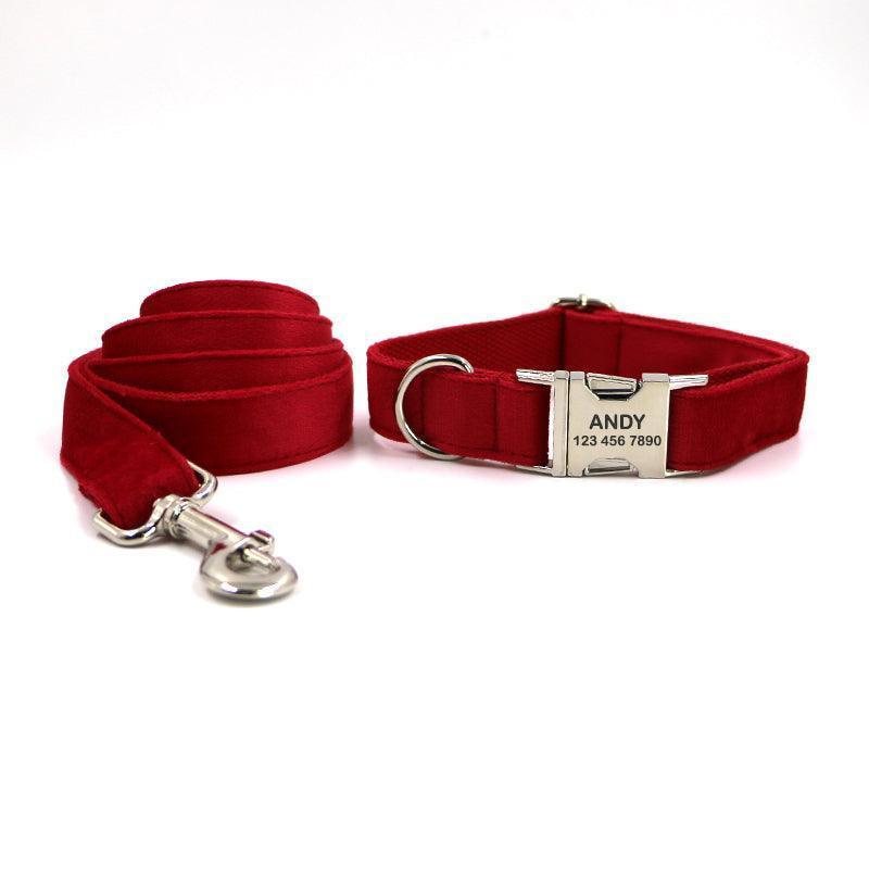 Velvet Personalized Dog Collar With Leash Set - iTalkPet