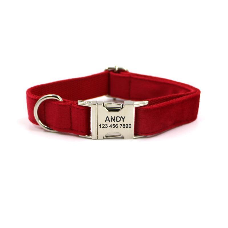 Velvet Personalized Dog Collar With Leash Set - iTalkPet