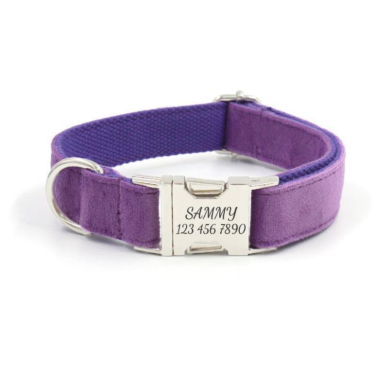 Velvet Personalized Dog Collar With Leash Set - iTalkPet