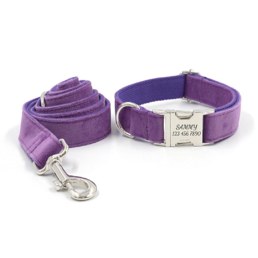 Velvet Personalized Dog Collar With Leash Set - iTalkPet