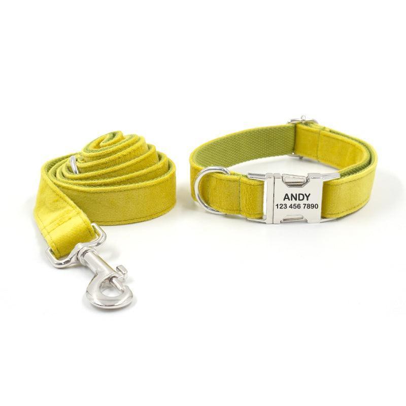 Velvet Personalized Dog Collar With Leash Set - iTalkPet