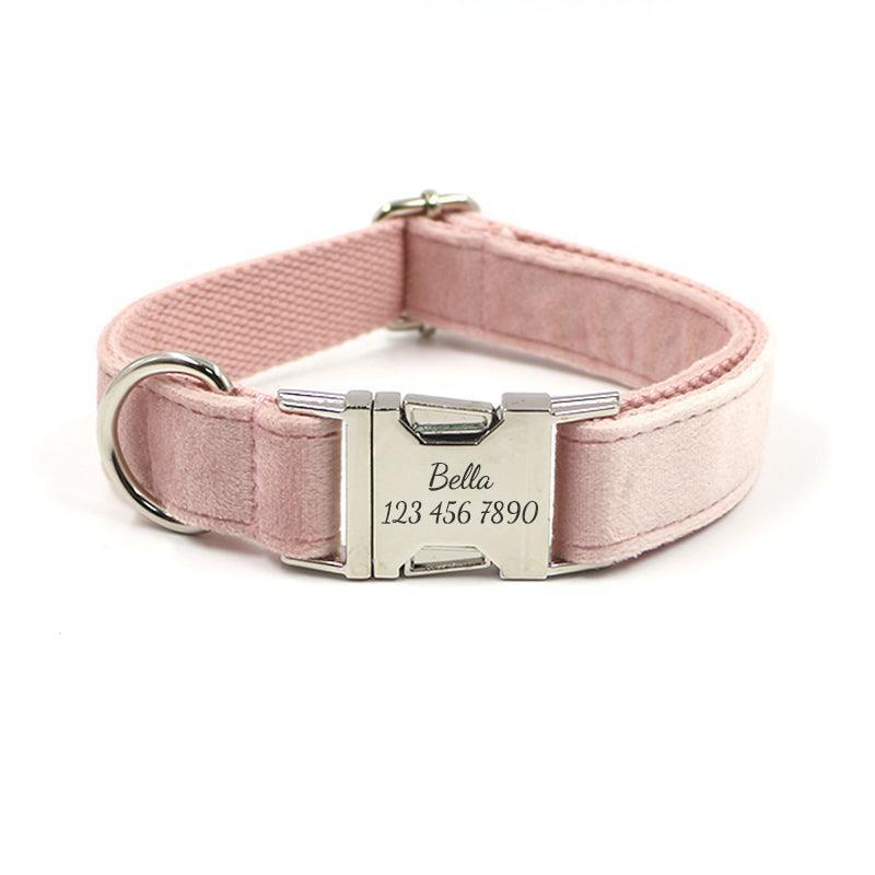 Velvet Personalized Dog Collar With Leash Set - iTalkPet