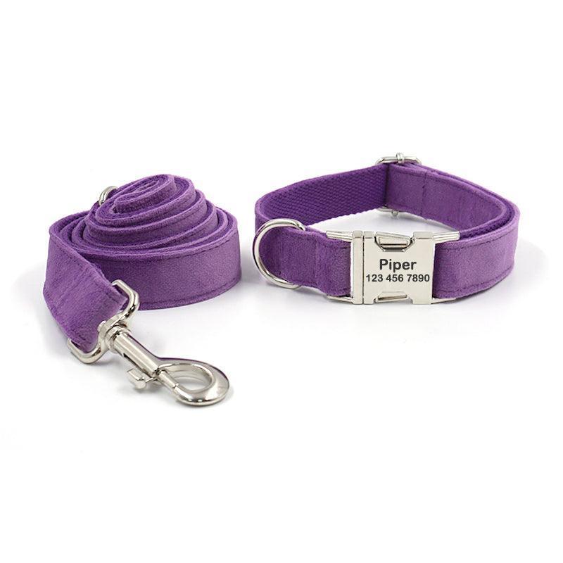 Velvet Personalized Dog Collar With Leash Set - iTalkPet