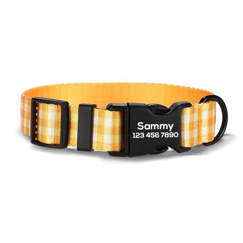 Yellow Plaid Personalized Dog Collar with Leas & Bow tie Set - iTalkPet