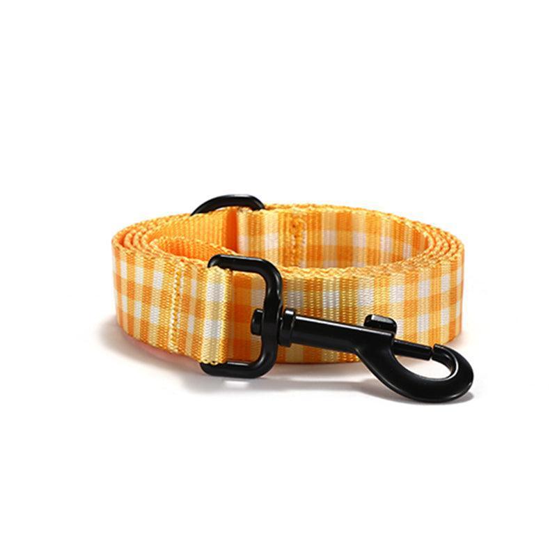 Yellow Plaid Personalized Dog Collar with Leas & Bow tie Set - iTalkPet