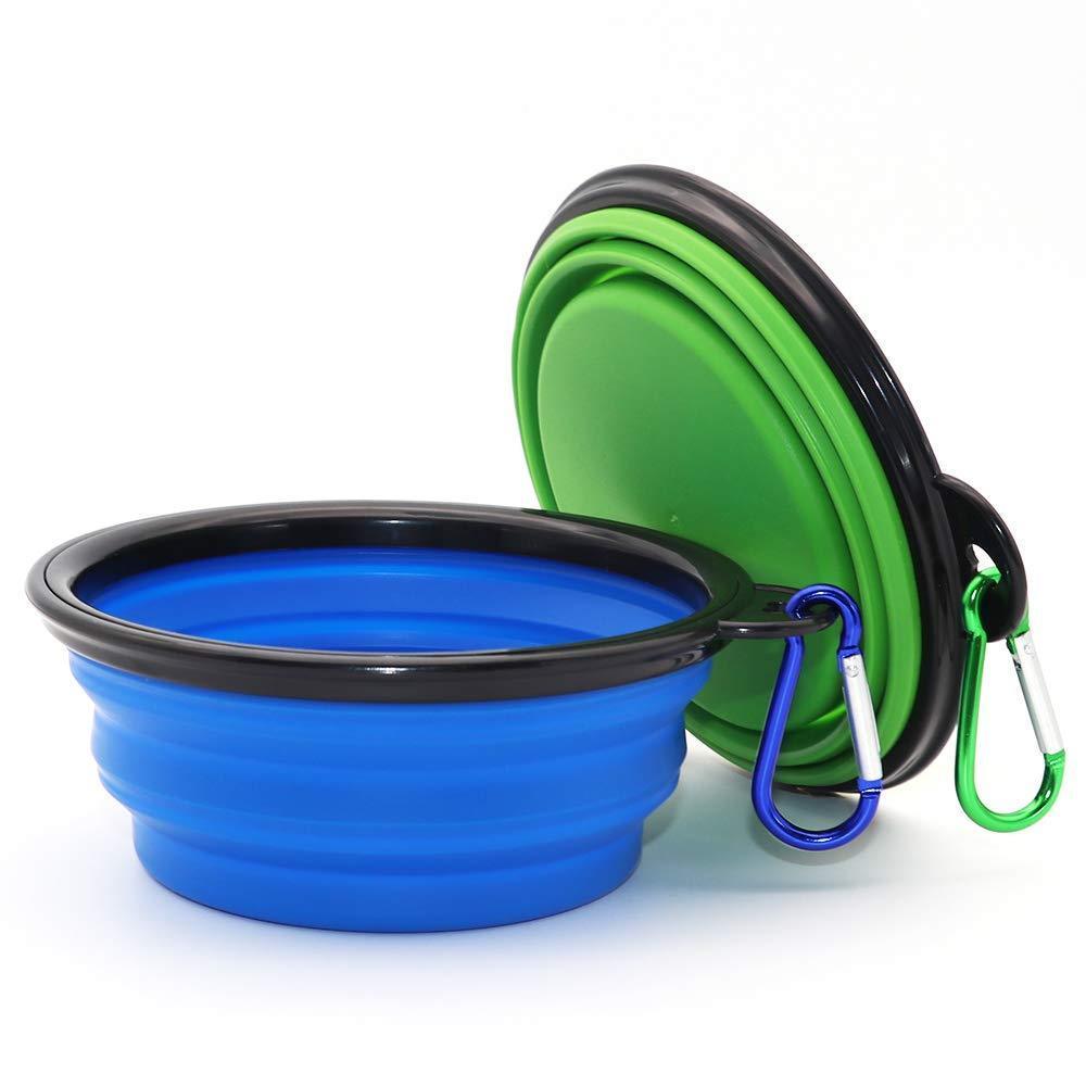 2 Pack Collapsible Portable Pet Feeding Watering Dish with Carabiners - iTalkPet