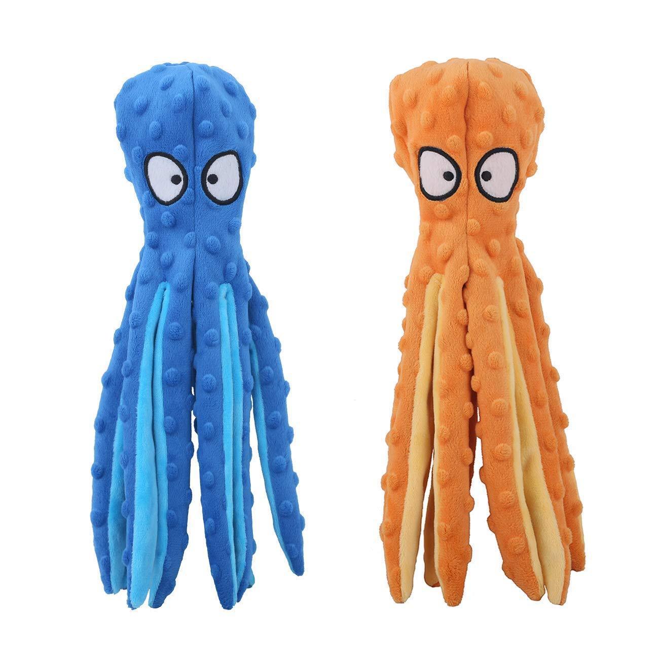 2 Pack Squeaky Dog Toys Octopus No Stuffing Crinkle Plush Pet Toy - iTalkPet