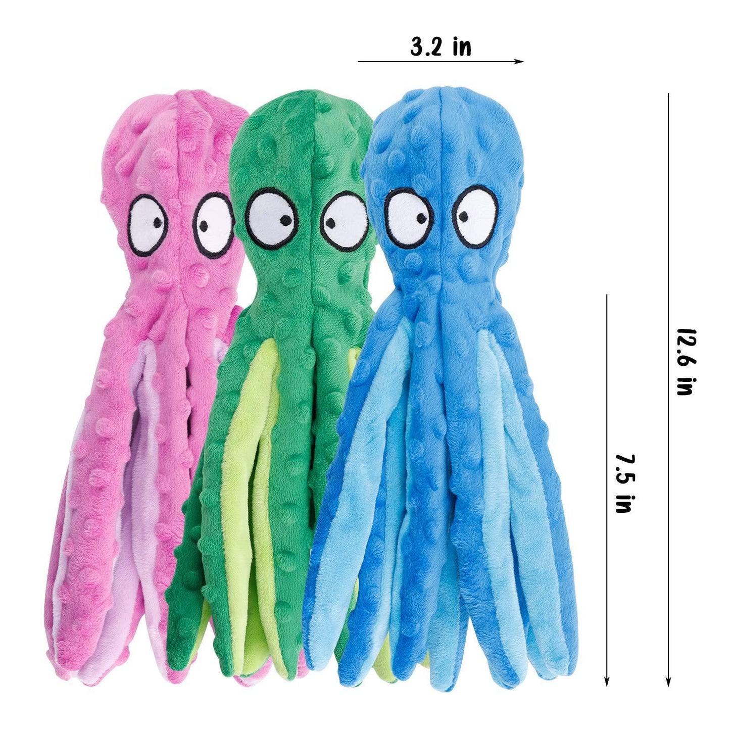 2 Pack Squeaky Dog Toys Octopus No Stuffing Crinkle Plush Pet Toy - iTalkPet