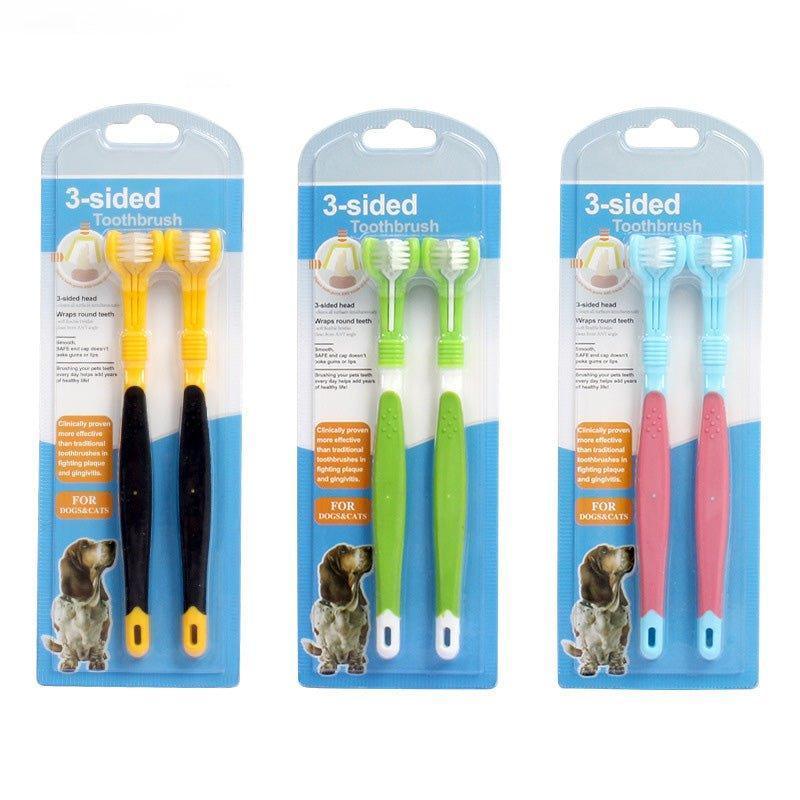 2 Pcs Three Sided Pet Toothbrush - iTalkPet