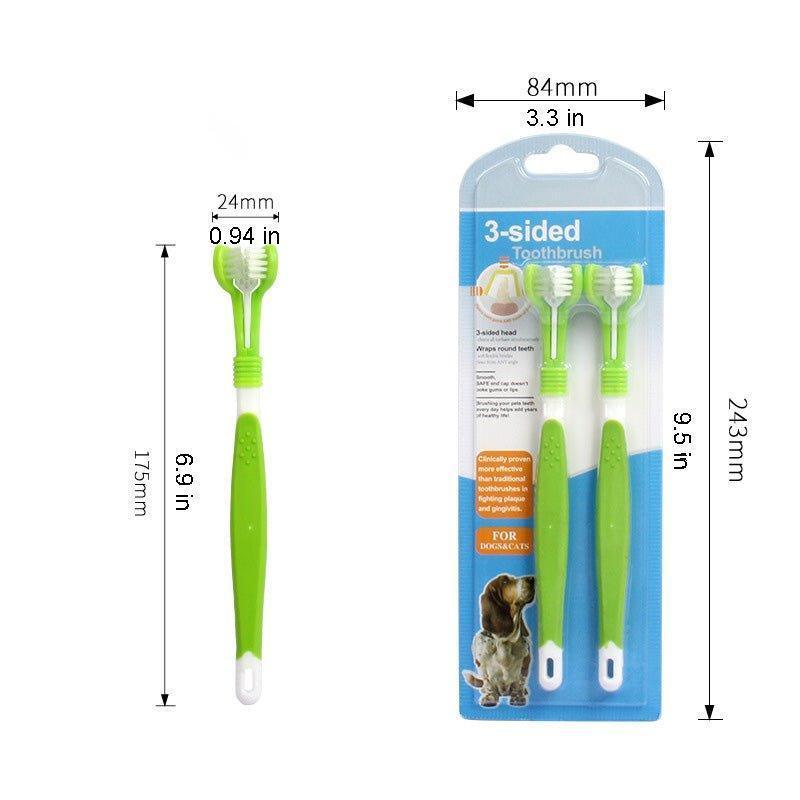 2 Pcs Three Sided Pet Toothbrush - iTalkPet