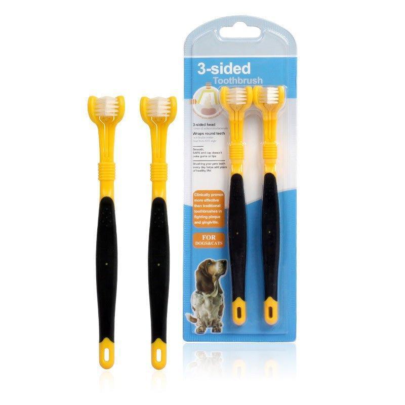 2 Pcs Three Sided Pet Toothbrush - iTalkPet