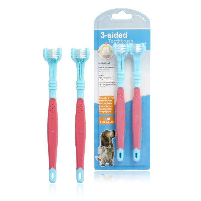 2 Pcs Three Sided Pet Toothbrush - iTalkPet