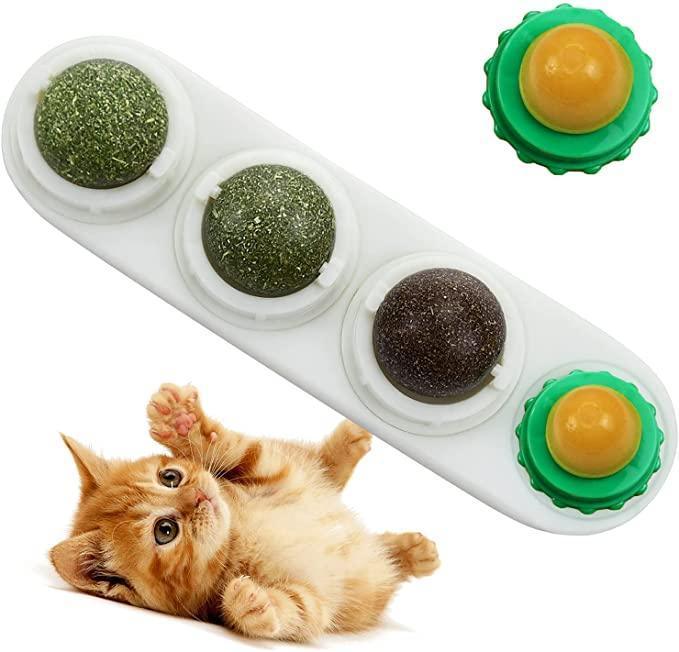 4 Pack Catnip Toys Safe Healthy Cat Wall Ball Toy - iTalkPet