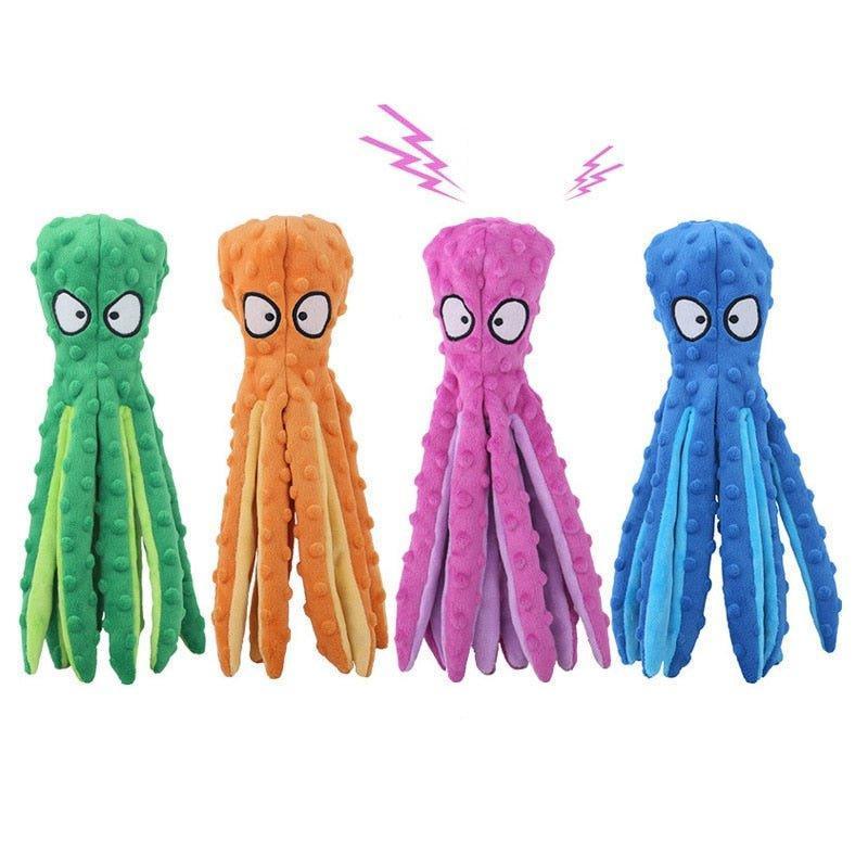 4 Pcs Octopus Soft Plush Dog Squeaky Chew Toy for Puppy Teething - iTalkPet