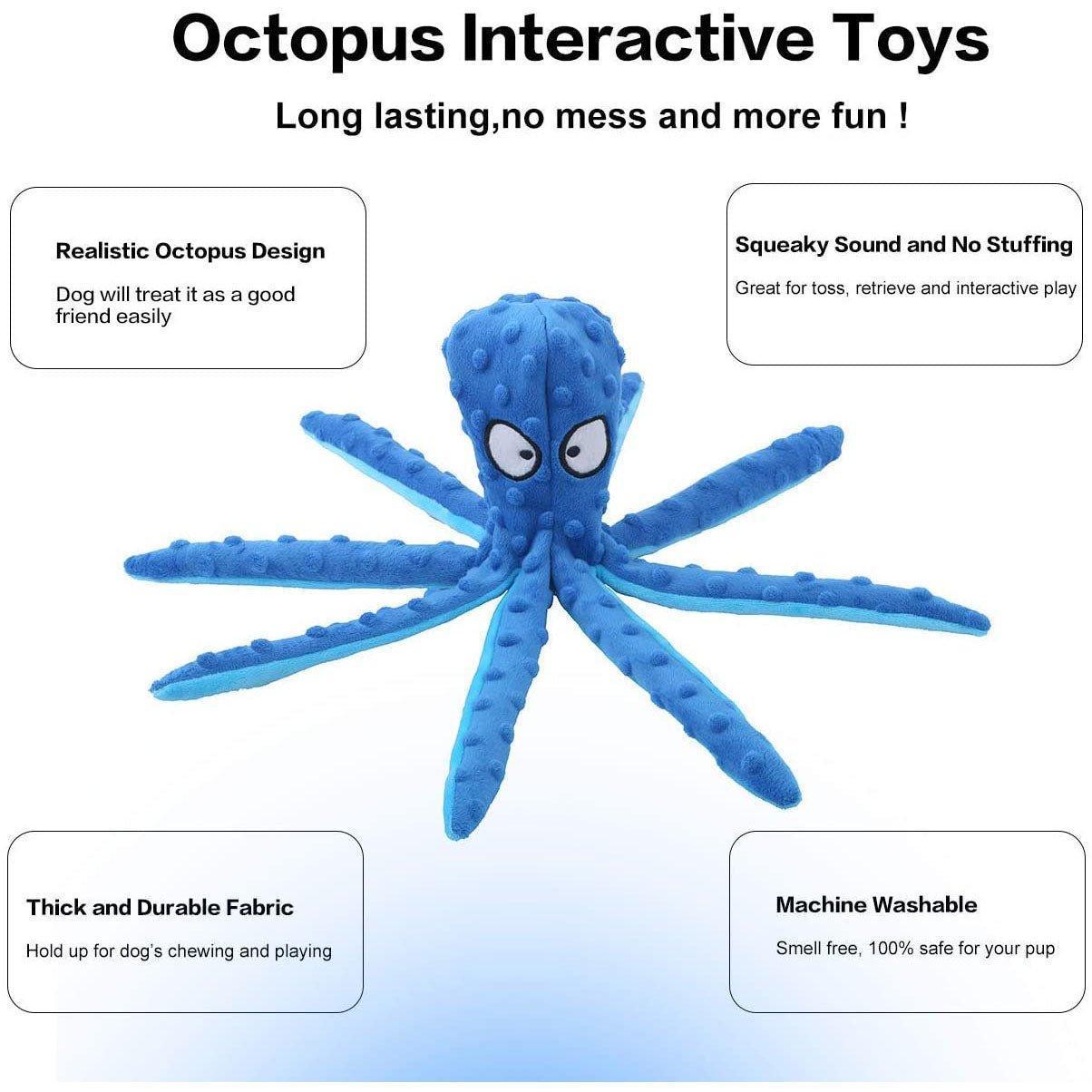 4 Pcs Octopus Soft Plush Dog Squeaky Chew Toy for Puppy Teething - iTalkPet