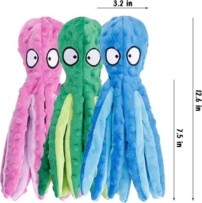 4 Pcs Octopus Soft Plush Dog Squeaky Chew Toy for Puppy Teething - iTalkPet