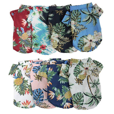 4 Pieces Pet Summer T-Shirts Hawaii Style Floral Dog Shirt - iTalkPet