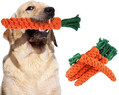 5 PCS Carrot Dog Teething Toy Pet Chew Cotton Knot Carrot Toy - iTalkPet