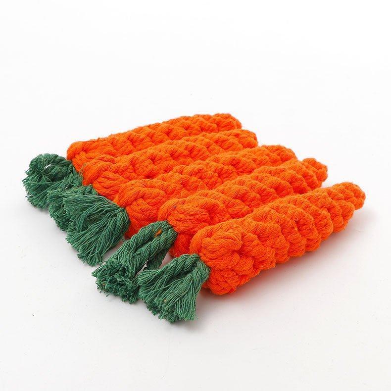 5 PCS Carrot Dog Teething Toy Pet Chew Cotton Knot Carrot Toy - iTalkPet