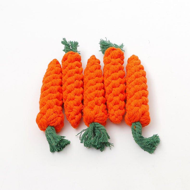 5 PCS Carrot Dog Teething Toy Pet Chew Cotton Knot Carrot Toy - iTalkPet