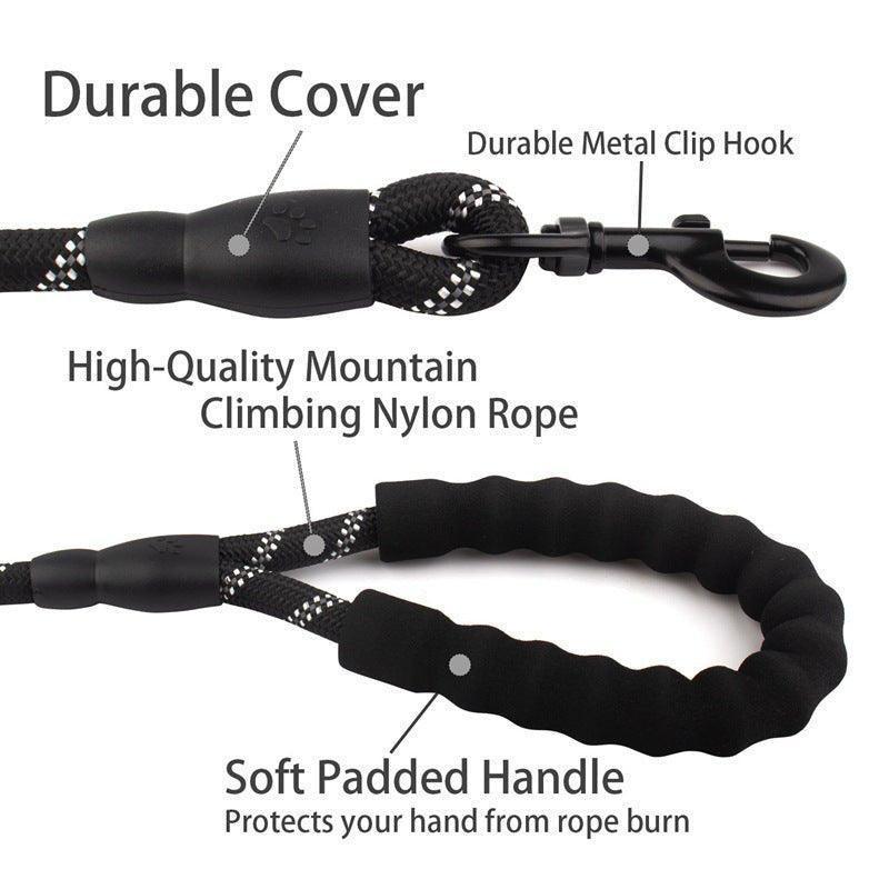 5FT Dog Leash with Comfortable Padded Handle and Highly Reflective Threads - iTalkPet