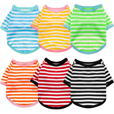 6 Pieces Small Pet Striped T-Shirt - iTalkPet