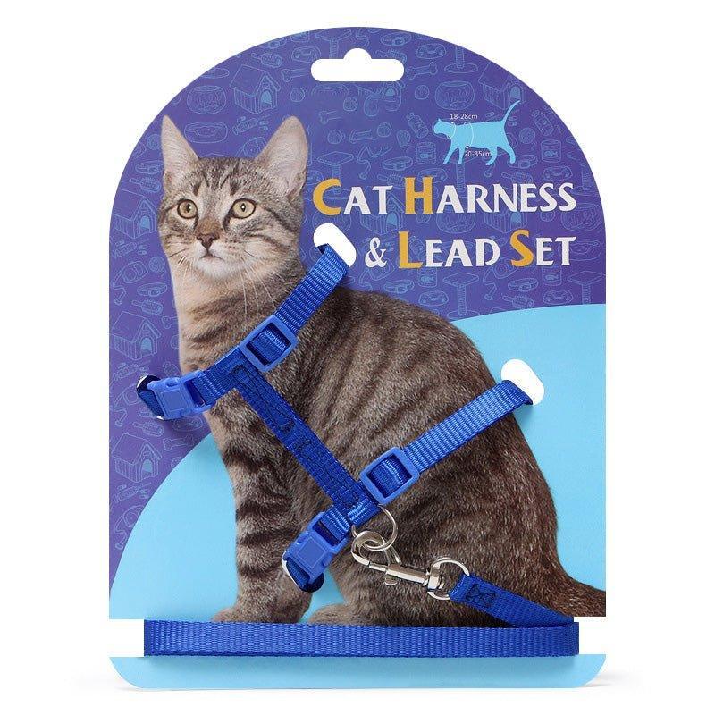 Adjustable Cat Harness Nylon Strap Collar with Leash - iTalkPet
