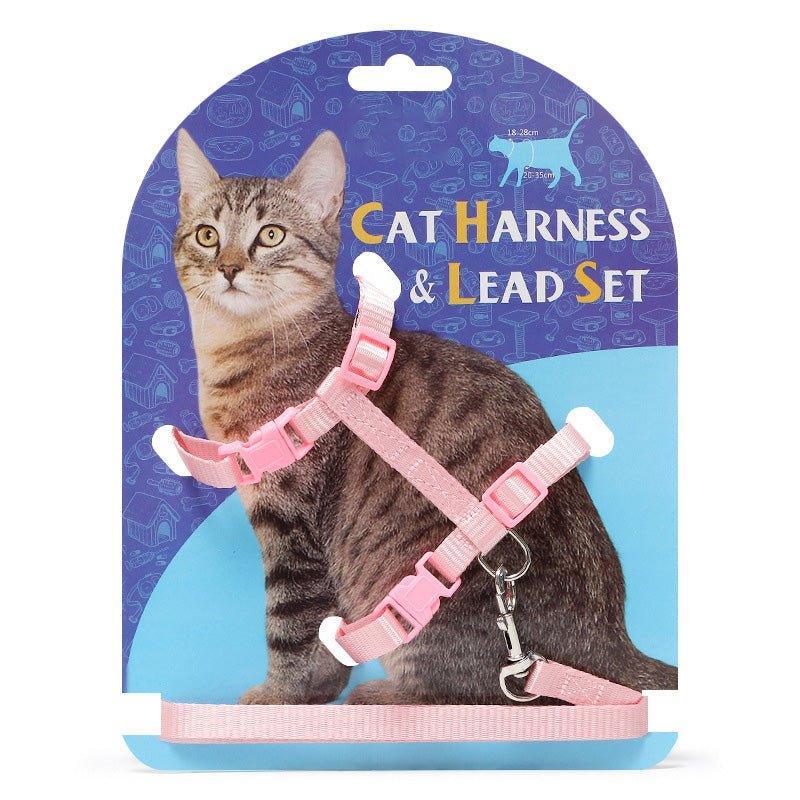 Adjustable Cat Harness Nylon Strap Collar with Leash - iTalkPet