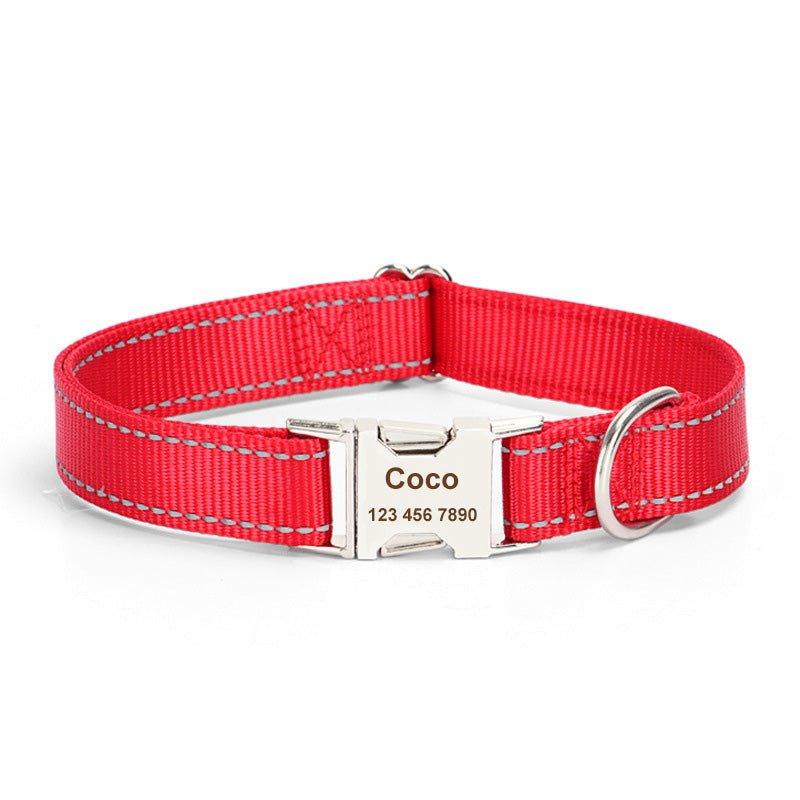 Adjustable Reflective Nylon Personalized Dog Collar - iTalkPet