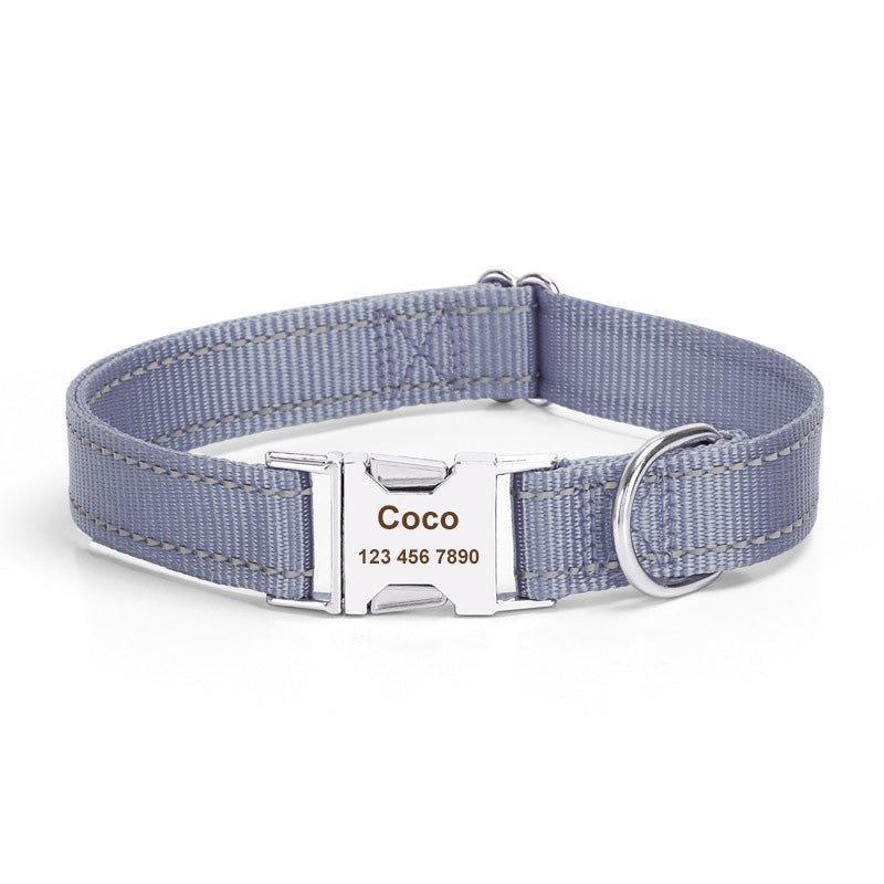 Adjustable Reflective Nylon Personalized Dog Collar - iTalkPet