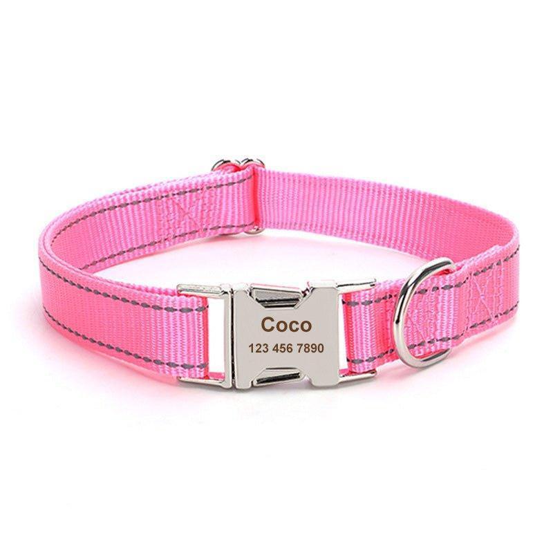 Adjustable Reflective Nylon Personalized Dog Collar - iTalkPet