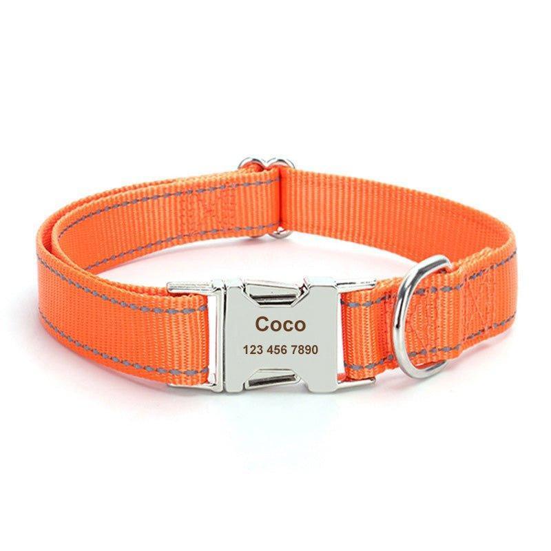 Adjustable Reflective Nylon Personalized Dog Collar - iTalkPet