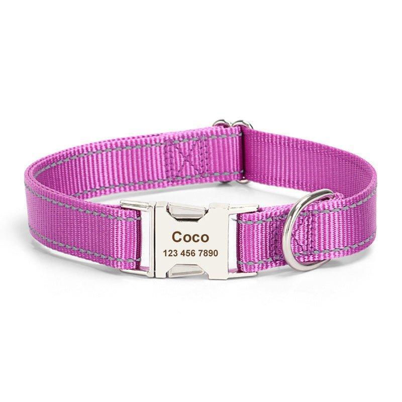 Adjustable Reflective Nylon Personalized Dog Collar - iTalkPet