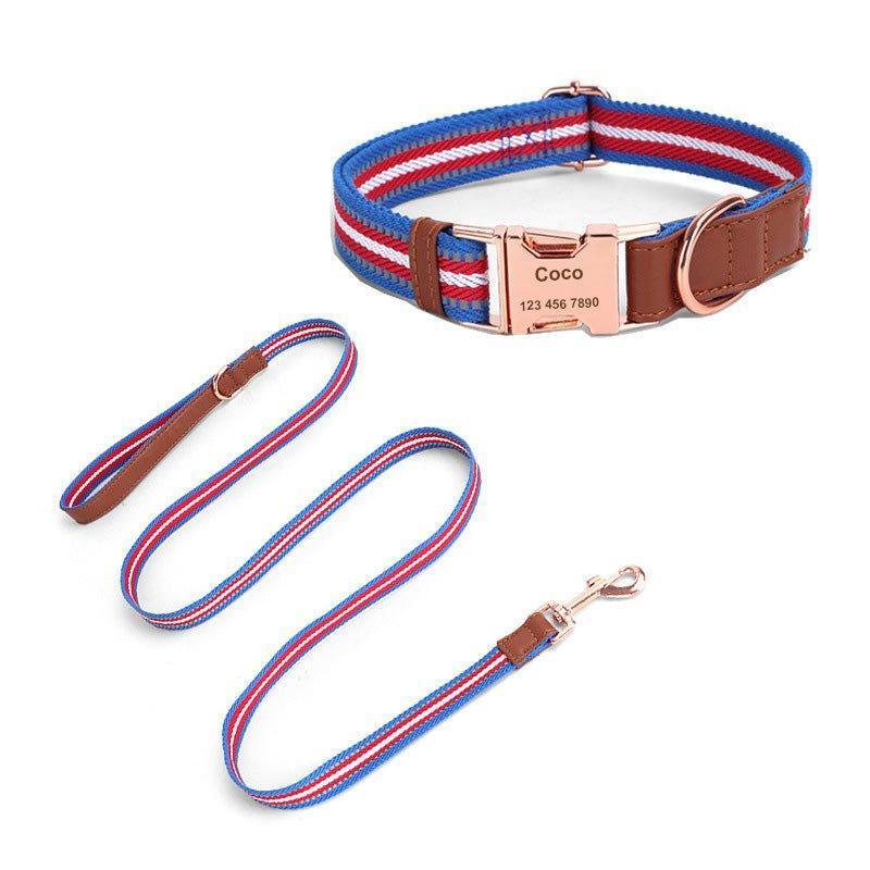 Adjustable Reflective Personalized Dog Collar and Leash Set - iTalkPet