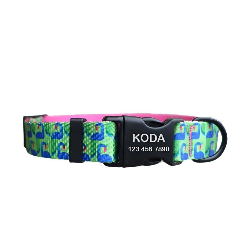 Bird Print Beautiful Personalized Dog Collar Set - iTalkPet